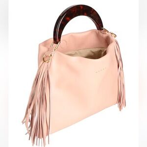 NWT Marni Soft Pink Leather Fringe Sac Bag Crossbody